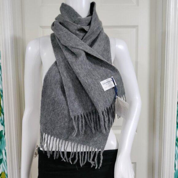 NWT Edinburgh Gray 100% Lambswool W/ Fringe Classic Winter Luxury Fashion Scarf - Picture 2 of 7